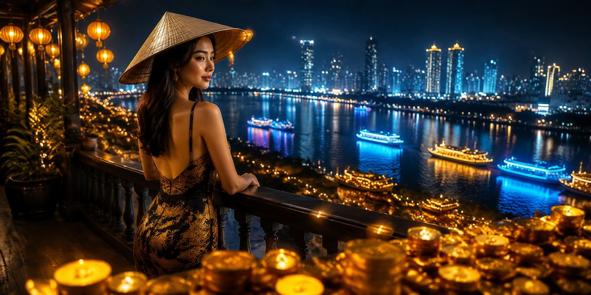 Người phụ nữ đội nón lá bên sạp vé số tại một con phố Hà Nội