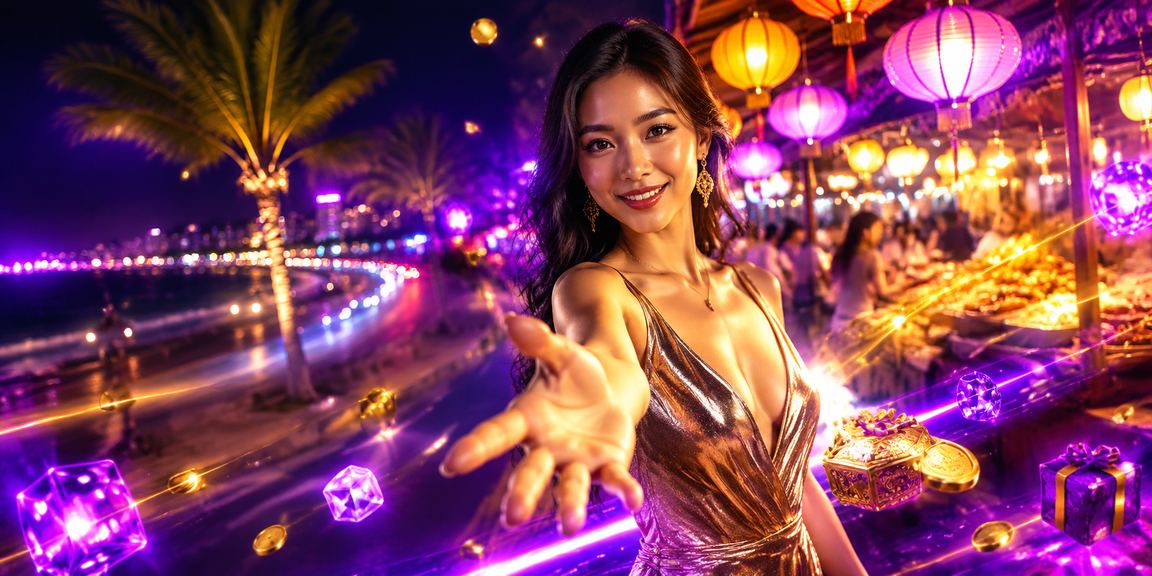 Ánh đèn rực rỡ của khu vui chơi và casino về đêm tại Phan Thiết